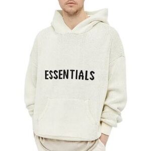 NEW ESSENTIALS KNIT Hoodie Cream-100% AUTHENTIC 🚢SAME DAY MEDIUM UNISEX